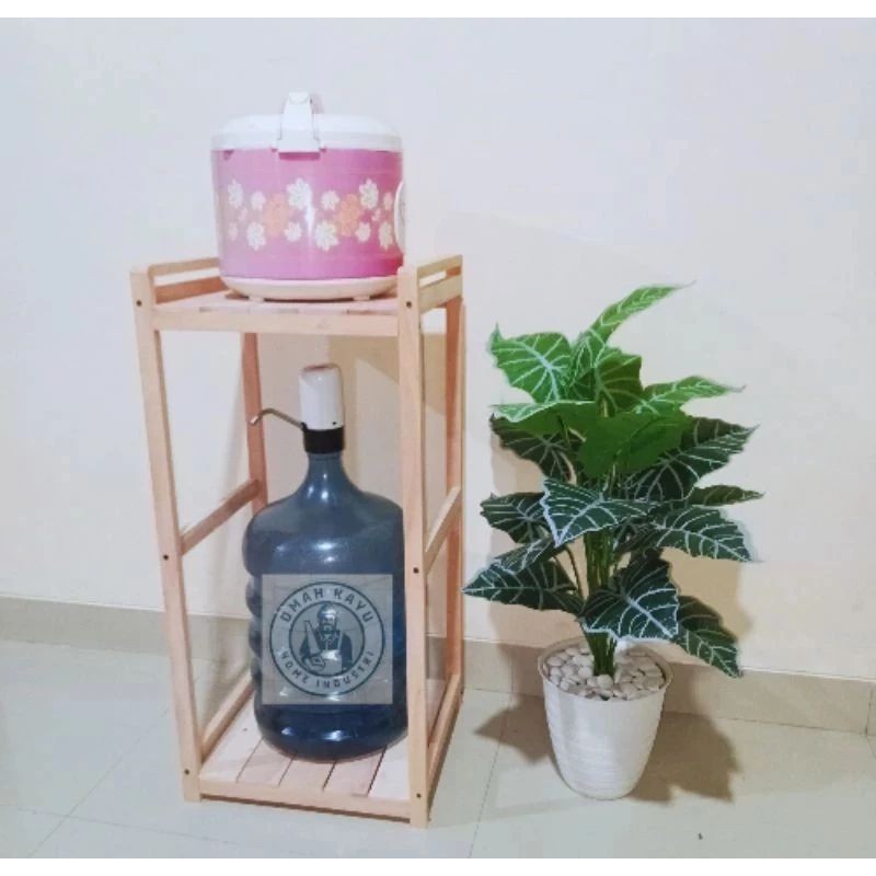 Jual RAK KAYU AESTHETIC rak galon/rak mejikom/rak 2 susun/rak 2 susun ...