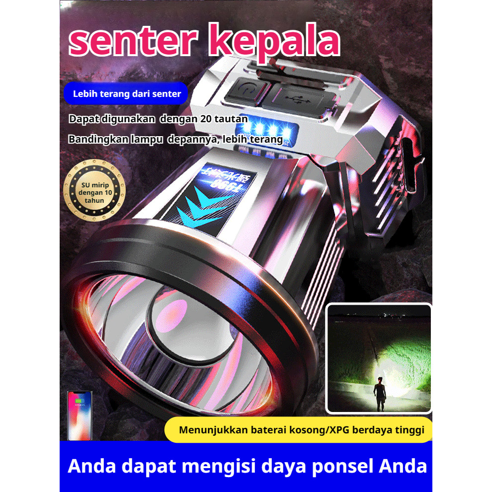 Jual 10000 Lumens Super Terang + Bisa Charge HP SL Lampu Kepala LED XPG ...