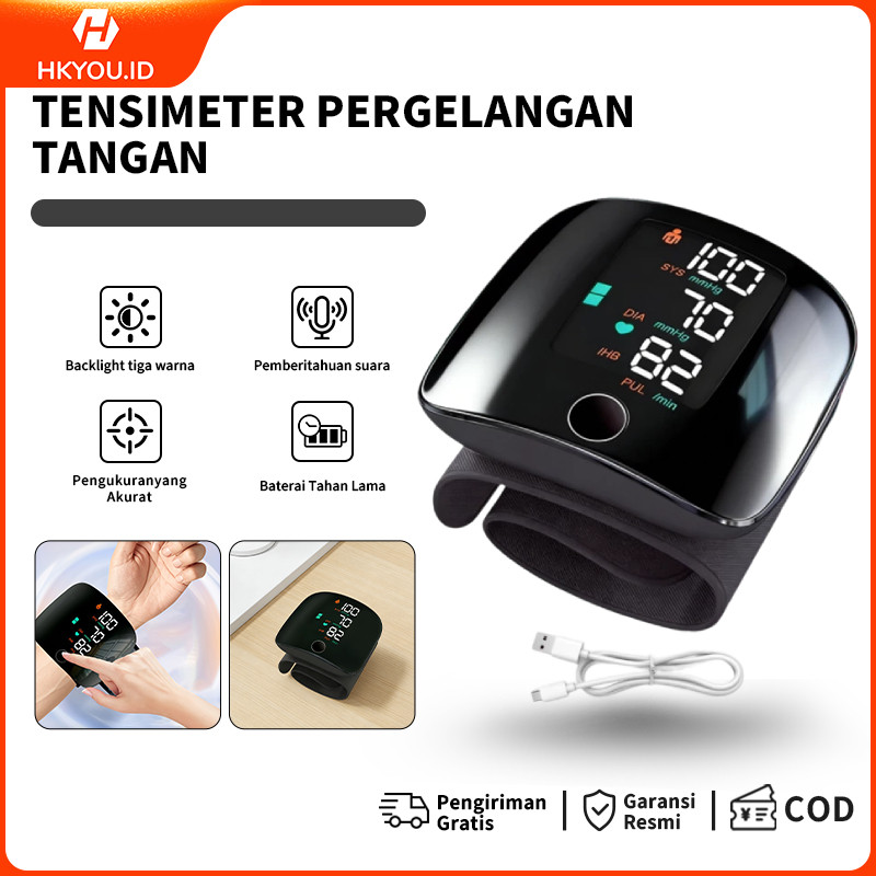 COD Tensimeter Elektronik Pergelangan Tangan Akurat Tinggi Alat Pengukur Tekanan Darah Otomatis dengan Suara untuk Kesehatan di Rumah Garansi satu tahun