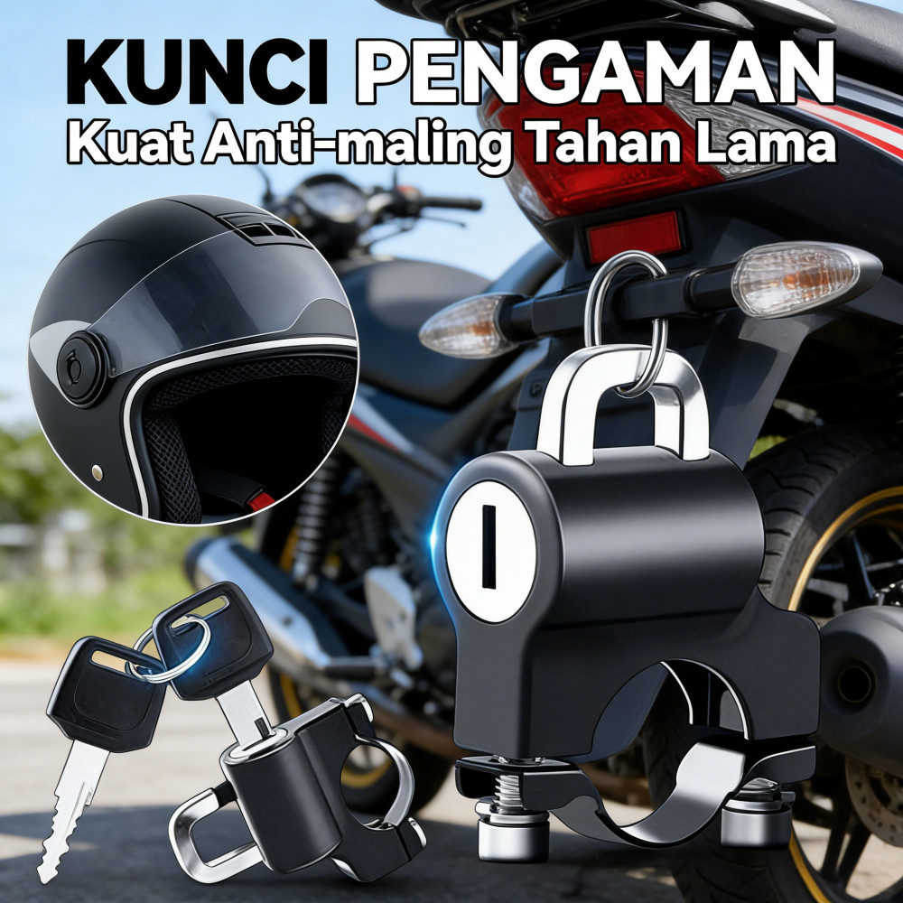 Jual Lock Helmet Bike Gembok Motor Kunci Pengaman Helm Anti Maling ...
