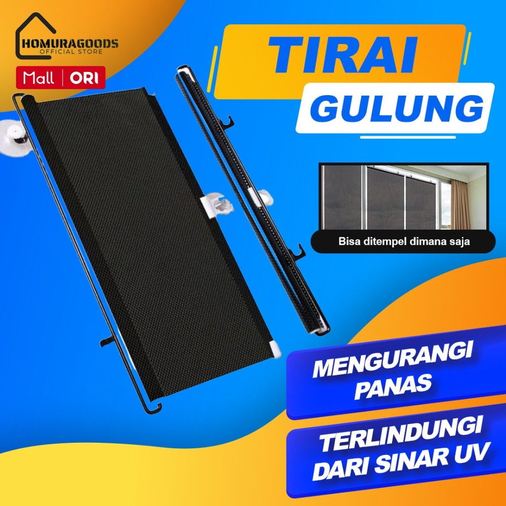 HomuraGoods Tirai Gulung Jendela Roller Blind Minimalis Anti Panas Dan Silau