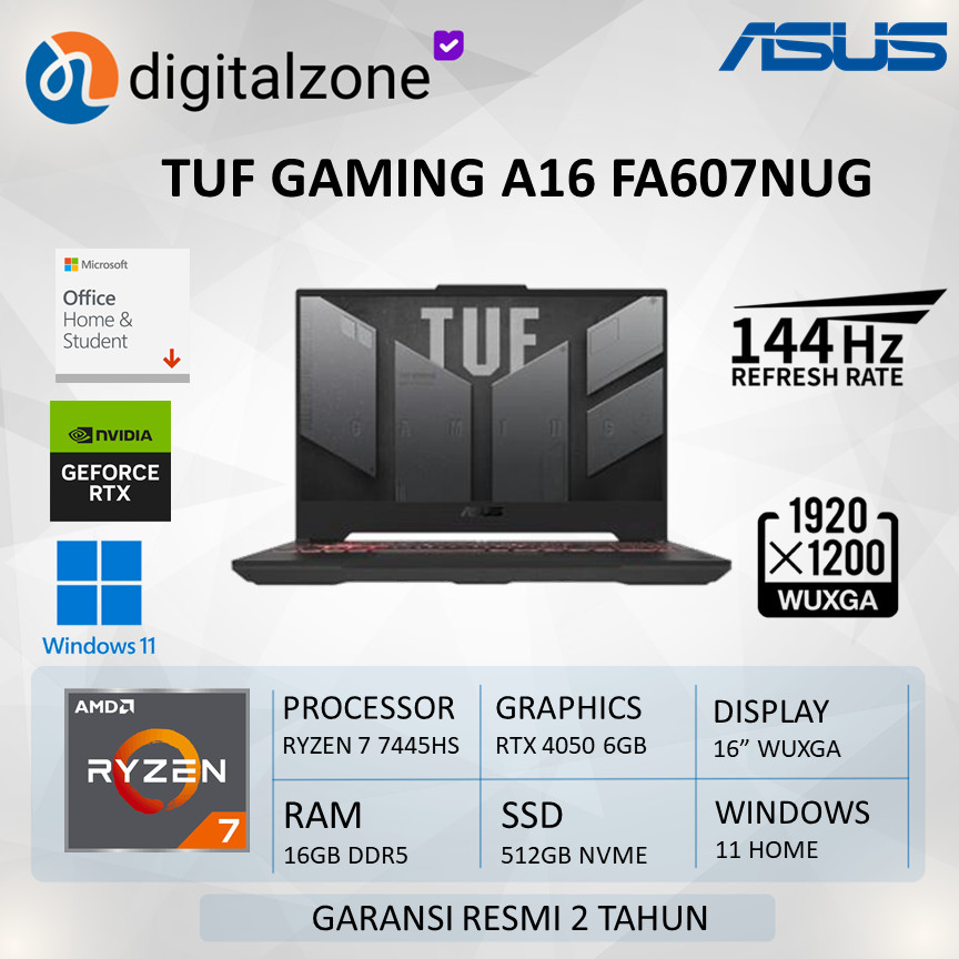 Jual ASUS TUF GAMING A16 FA607NUG-R745J6M-HM - RYZEN 7 7445HS 16GB ...
