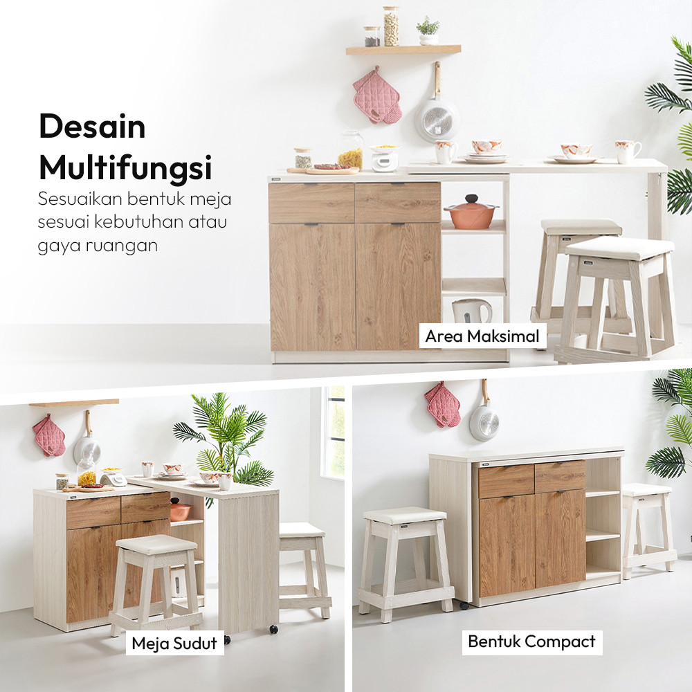 Jual Informa Galyn Set Meja Dapur Dengan Bangku - Putih Kitchen Working ...