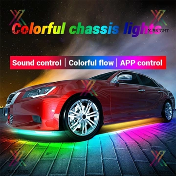 Lampu Kolong Luar Mobil RGB APP Remote 4 Pcs 90cmx2 Pcs 120cmx2 Pcs