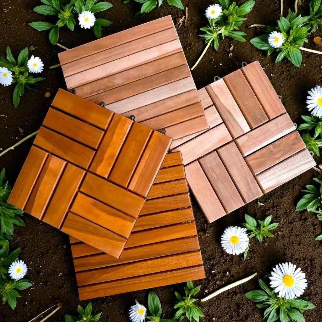 Jual Lantai kayu Parket Decking Tile material kayu asli mahoni atau ...