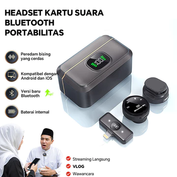 Mini Mic K21 Wireless Clip On Untuk Android Dual Mic Noise Reduction LED Charging Case Live