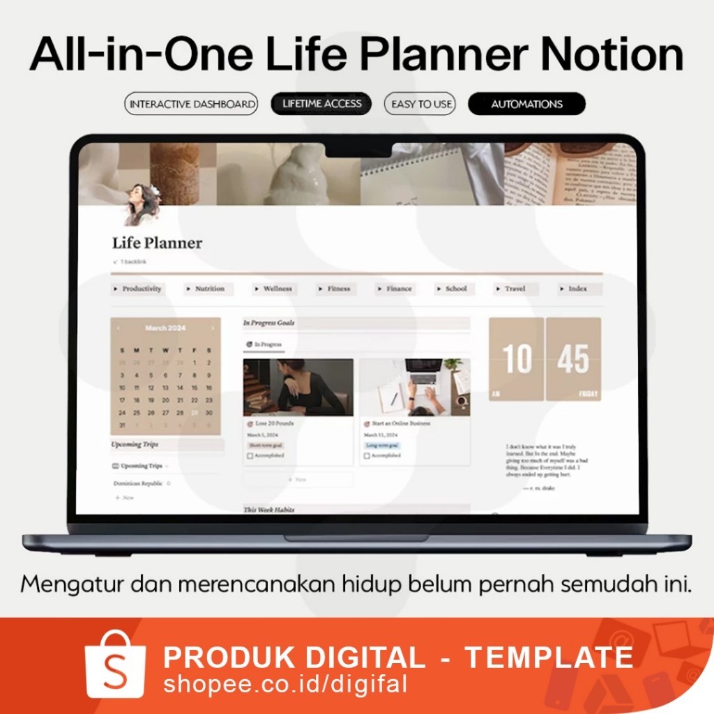 Jual Notion Template All in One Life Planner Dashboard - ADHD Digital ...