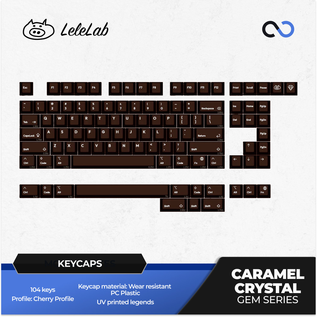 Jual LeleLab Caramel Crystal Gem Series Keycaps Cherry Profile UV ...
