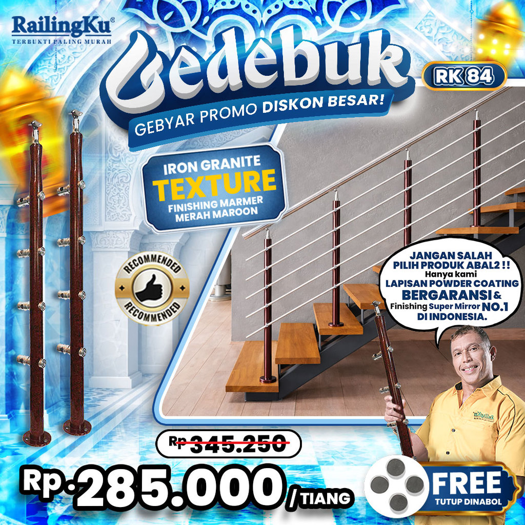 Jual Railing Tangga Stainless Maroon Marble Texture Railingku [GEDEBUK ...