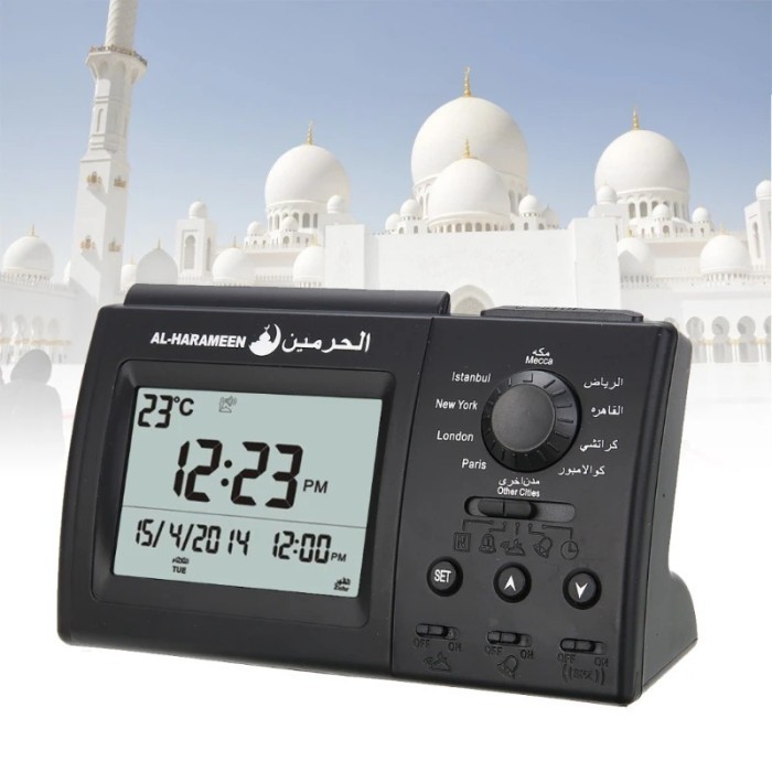 Jual Jam Meja Digital Alarm Azan Sholat 5 Waktu Otomatis Kalender ...