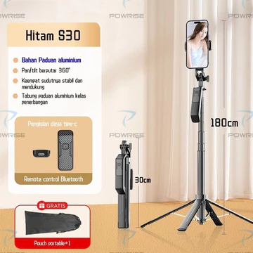POWRISE S25 Selfie Stick Bluetooth Tongsis Tripod 180cm With Remote Portabel Tripod Dengan 1 4