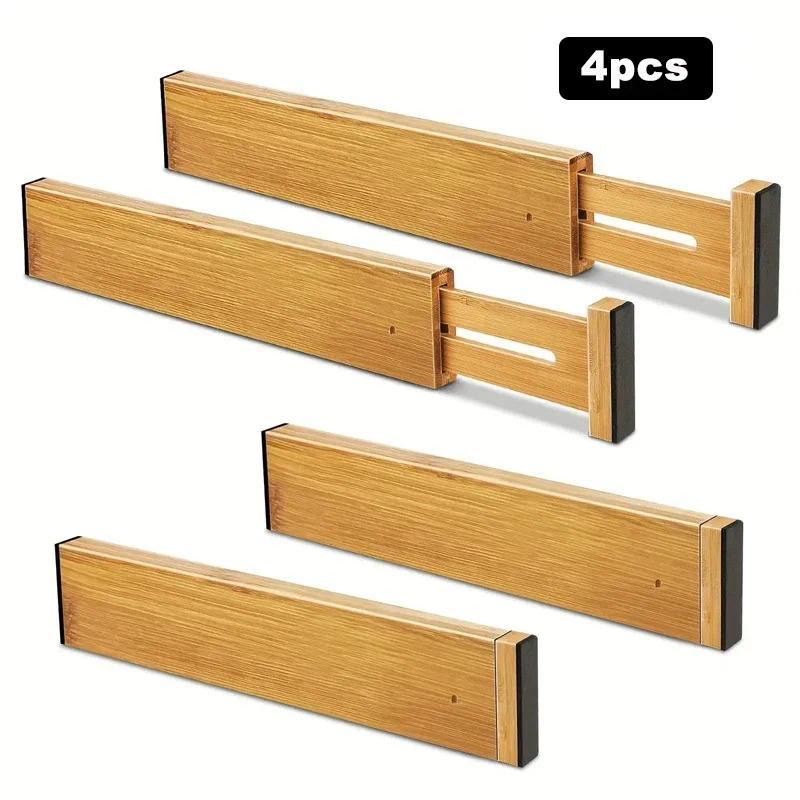 Jual 4Pcs Bamboo Drawer Dividers Organizers Adjustable Expandable ...