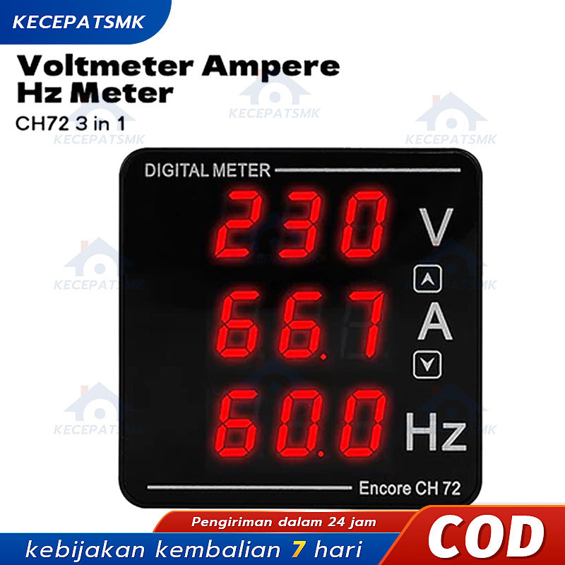 Jual Digital Voltmeter Ampere Meter HZ Meter 3in1 Volt Amper HZ 500V ...
