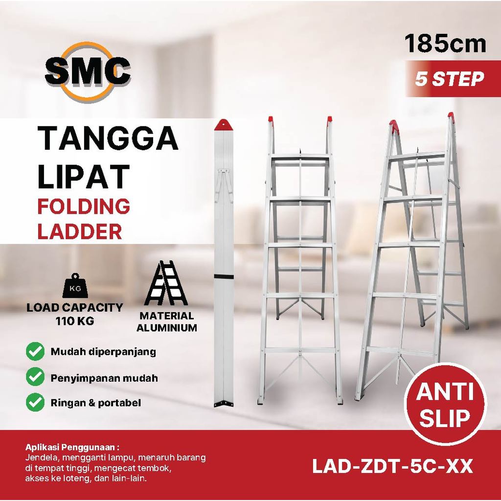 Jual Ladder LAD-ZDT-5C-XX 5 Step Silver Bentuk A 1.7 Meter Tangga Lipat ...