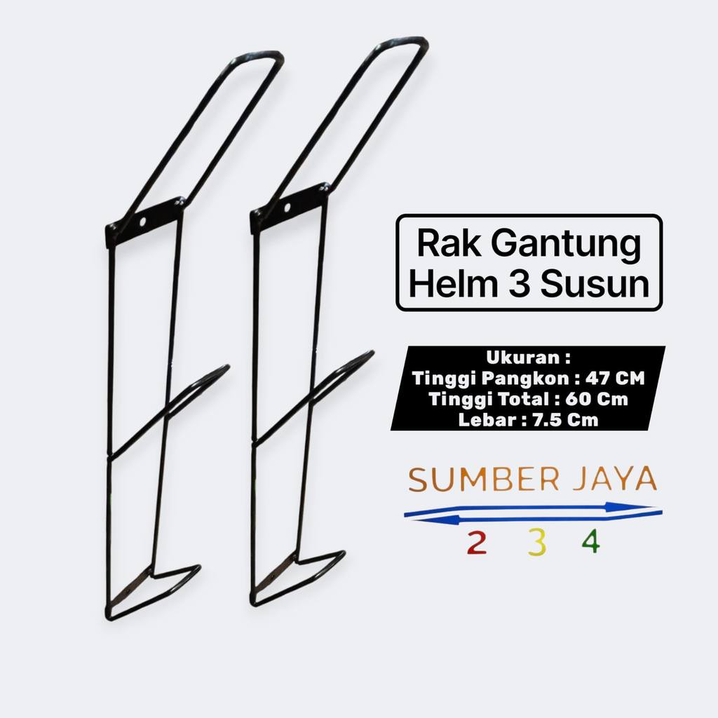 Jual Rak Helm Gantung Besi Gantungan Helm Dinding Rak Susun 3 | Shopee ...
