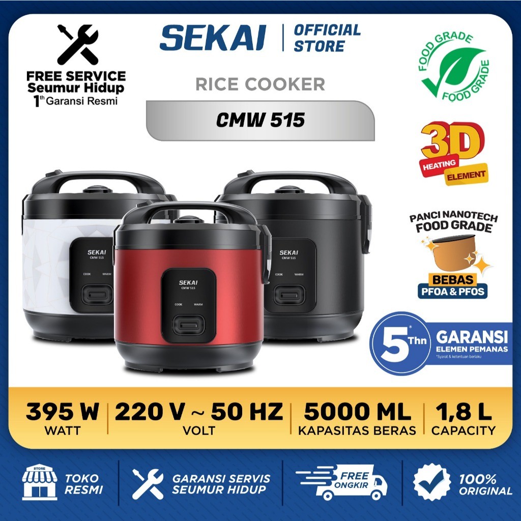 Jual SEKAI Rice Cooker 1.8 Liter CMW 515 - Garansi 1 Tahun | Shopee ...