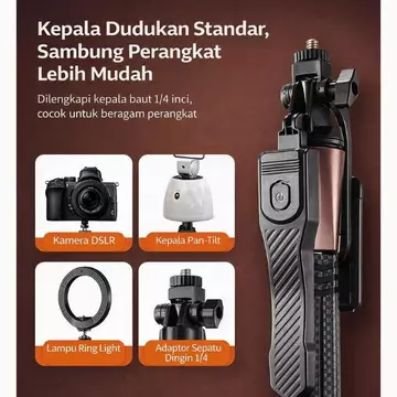Tripod Tongsis Bluetooth 1.8 Meter Selfie Stick 4 In 1 170cm T 18 Portable 360 Derajat Remote