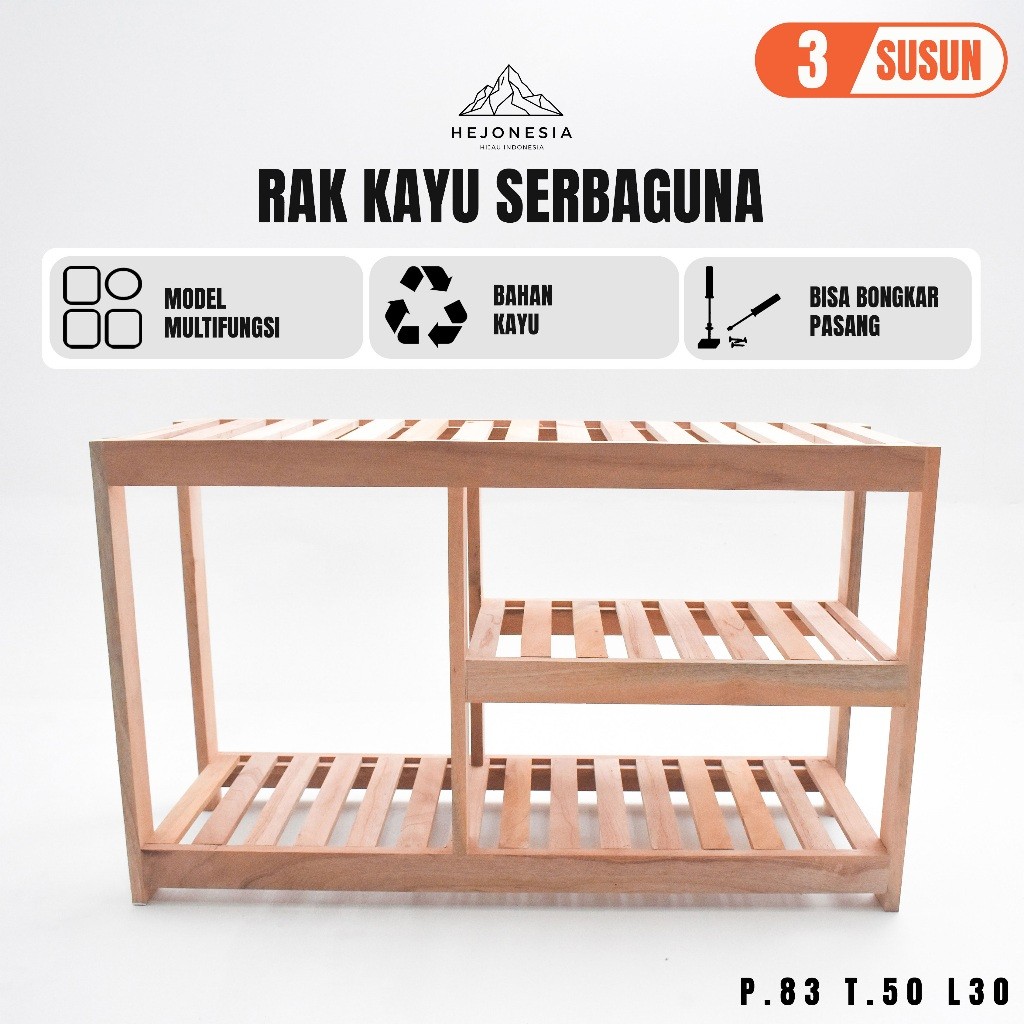 Jual everleafco - Rak Kayu Susun Serbaguna 2 Tingkat & 3 Tingkat / Rak ...