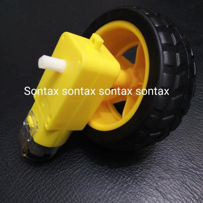 Jual motor dc gearbox gear box roda ban kuning mobil arduino robot ...