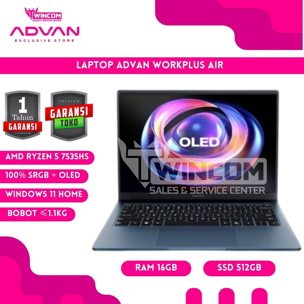 Jual Laptop ADVAN WORKPLUS AIR R5-7535HS 16GB+512GB+W11HOME GRAPHITE ...