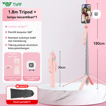 TNW LINBER S30 Tongsis Tripod Bluetooth 1.8m Selfie Stick Remote Tongsis 360 ° Rotation