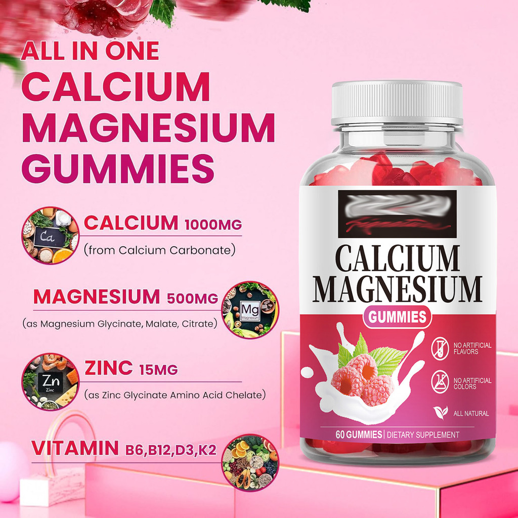 Jual Calcium Magnesium Zinc Gummies with Vitamin D3 K2, B6, B12 for ...