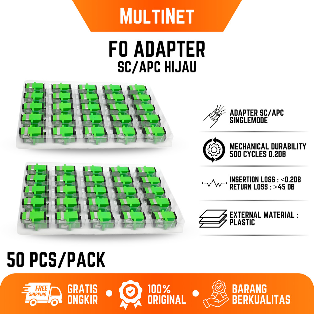 Jual [50PCS] Adapter Sc Apc Hijau Adaptor Green Fiber Optik Connector ...