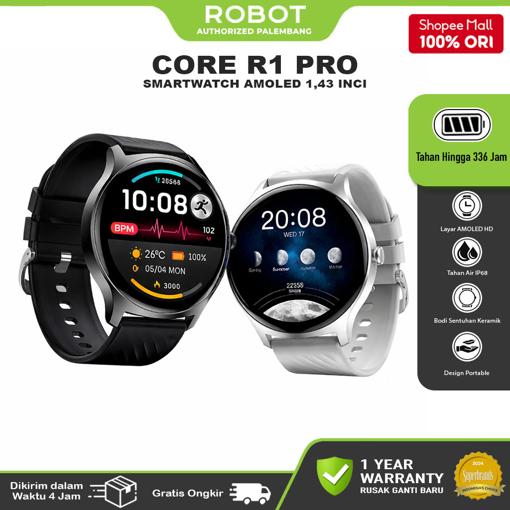 Jual ROBOT Core R1 Pro Smartwatch Layar AMOLED 1,43