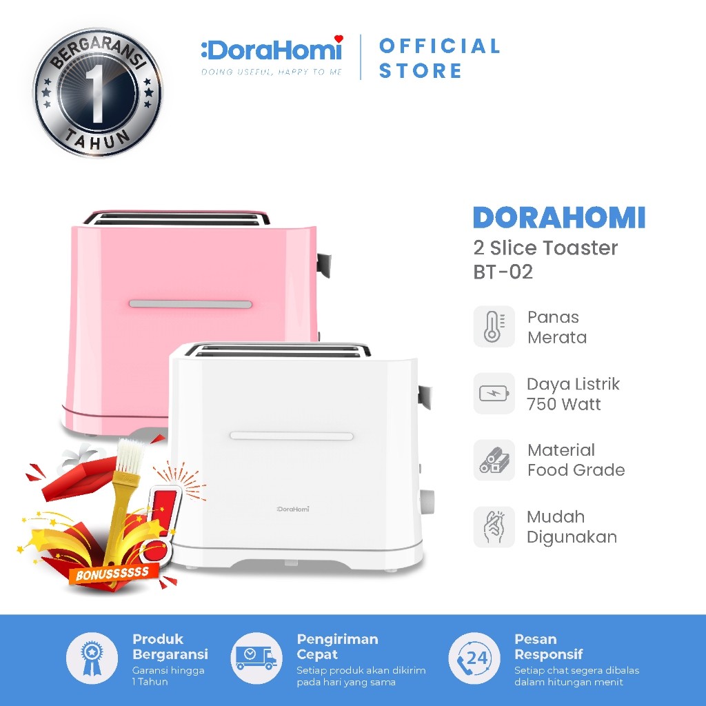 Jual Dorahomi Toaster 2 Sisi Pemanggang roti sandwich electric toaster ...