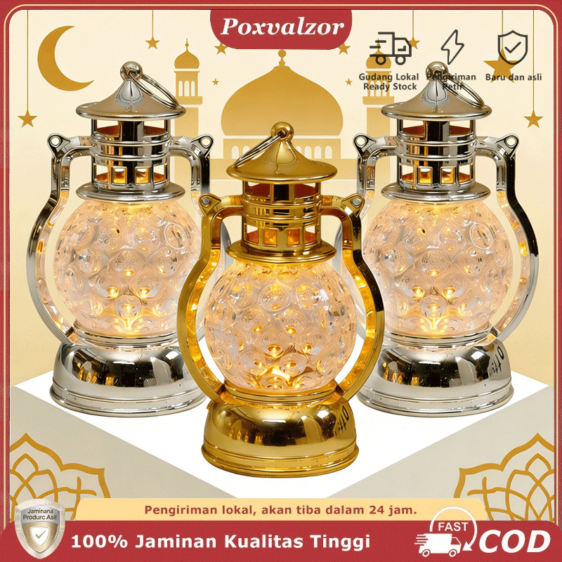 Poxvalzor LED Lampu Sarang Lebah Angin Dekoratif Lampu Lentera Ramadhan Dekor Hari Raya Ramadhan Masjid Lampu
