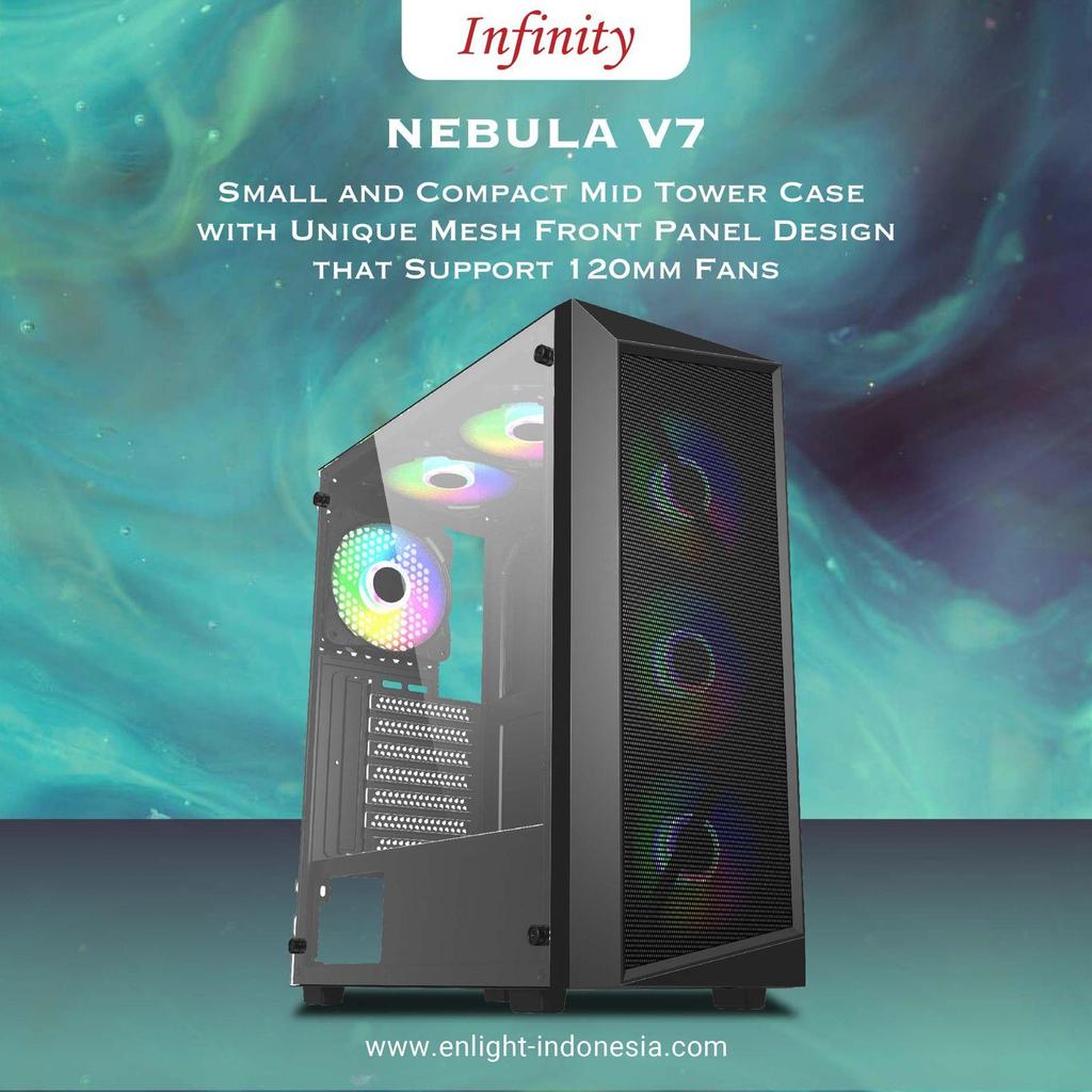 Jual Casing PC INFINITY NEBULA V7 | Include 3 FAN - ATX, mATX Gaming ...