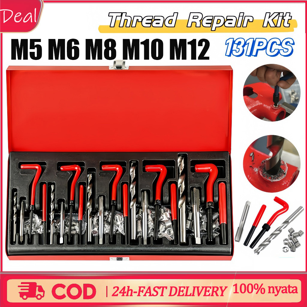 Jual 131PCS Recoil Tap Baja Karbon Recoil Thread Repair Kit / Alat ...