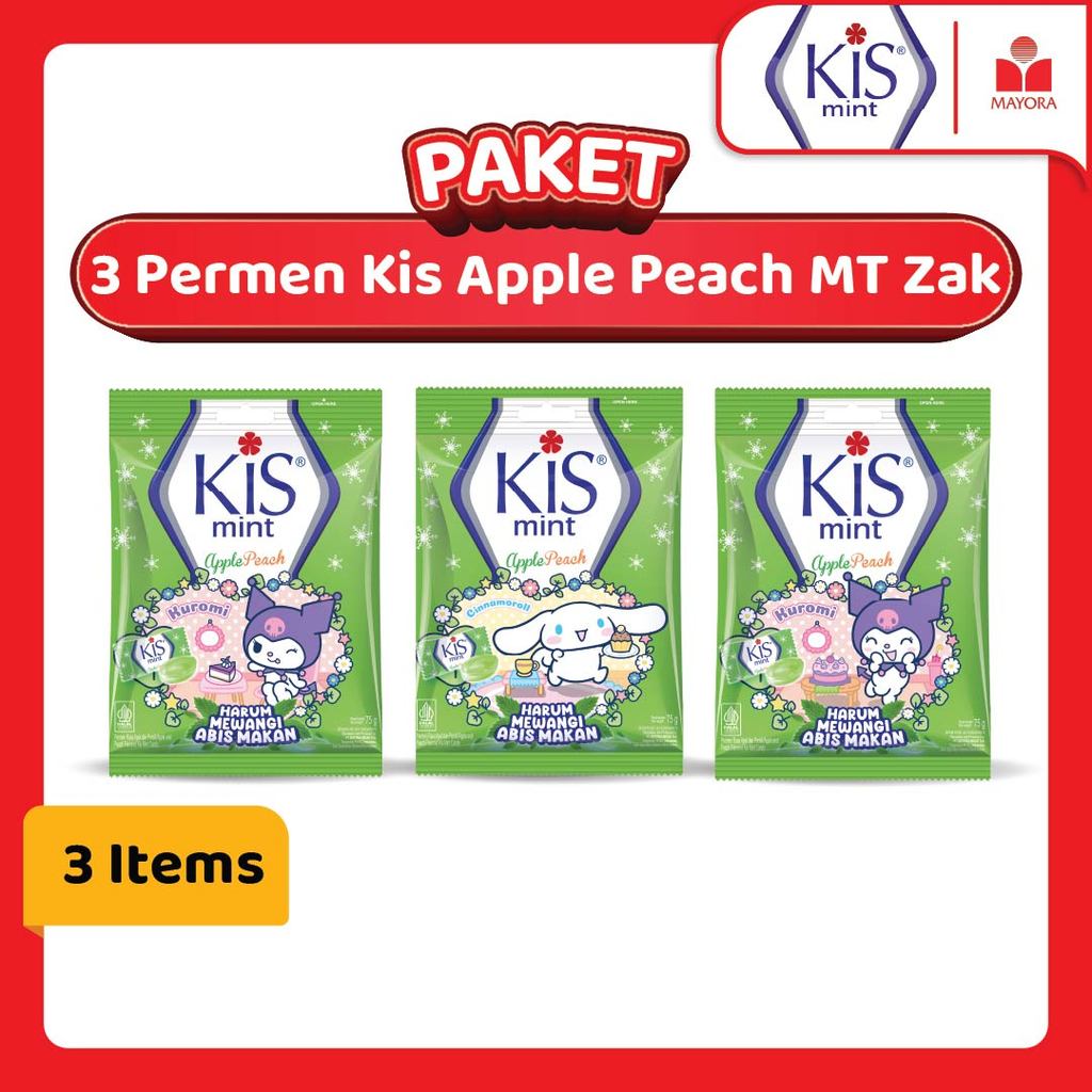 Jual Paket 3 Permen Kis Apple Peach MT Zak | Shopee Indonesia