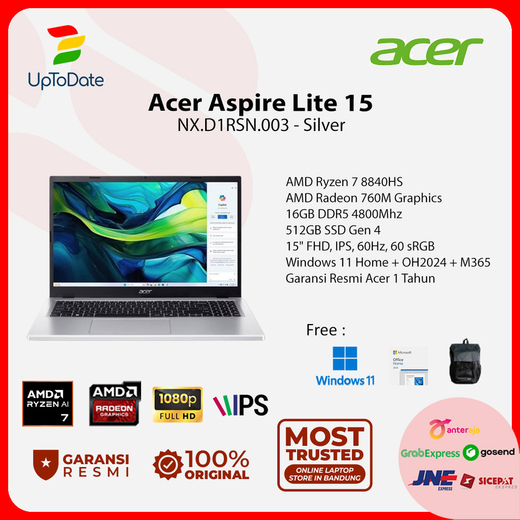 Jual Acer Aspire Lite AL15-61P R572 Ryzen 7-8840HS 16GB 512GB Win 11 ...