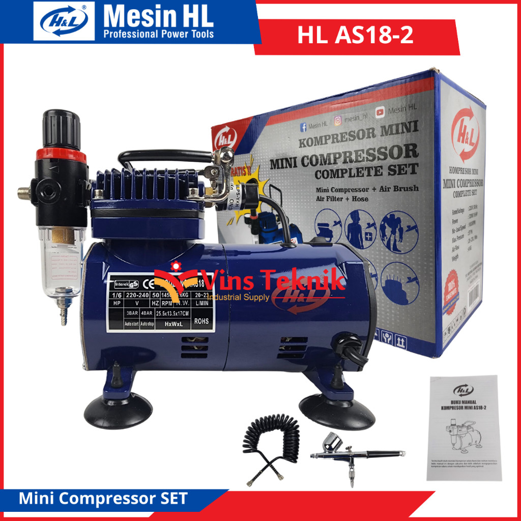 Jual Mini Kompresor H&L Compressor Complete Set With Air Brush | Shopee ...