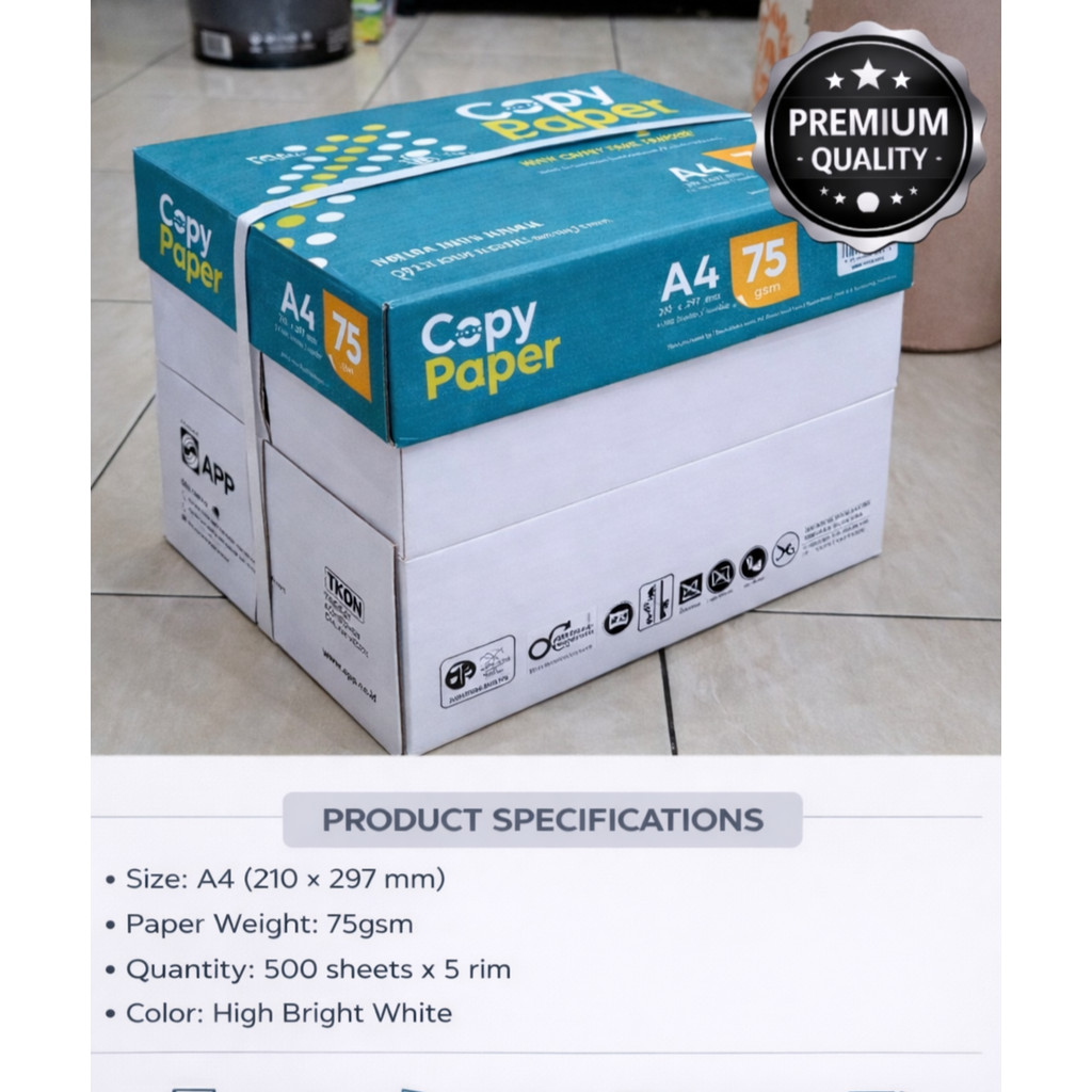 Jual (5 RIM) Kertas HVS Copy Paper A4 75 Gsm / HVS CopyPaper A4 75 Gram