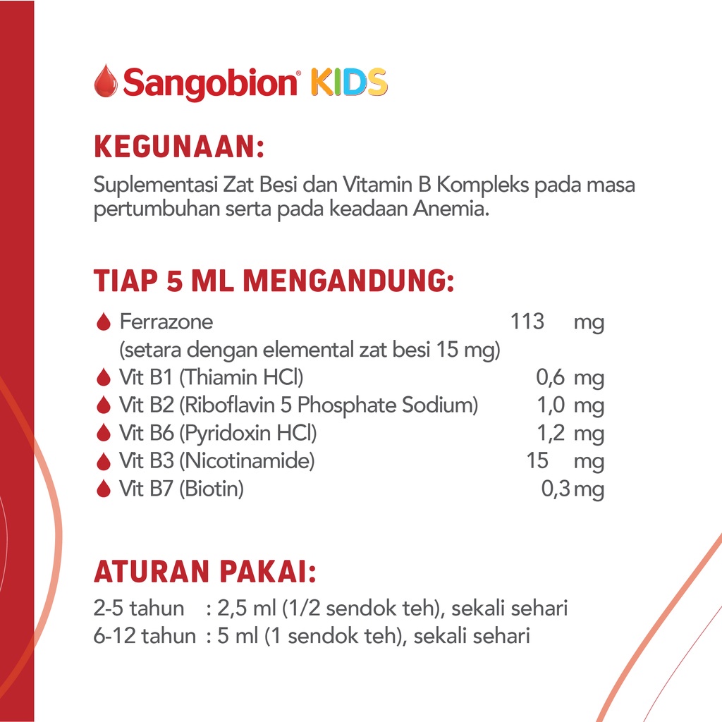 Jual Sangobion Kids Sirup Vitamin dan Suplemen Zat Besi 100ml | Shopee ...
