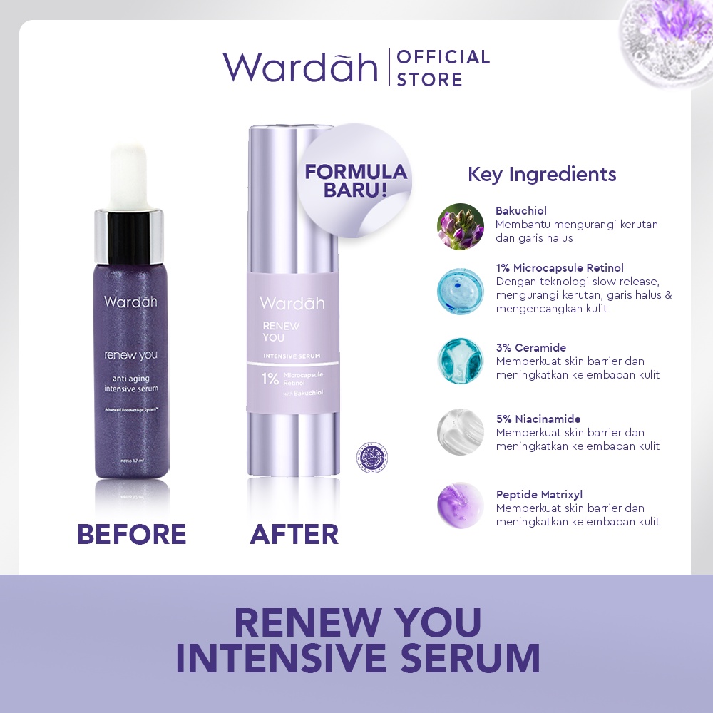 Wardah Anti Aging & Hydration Paket (Renew You Anti Aging Intensive Serum 15 ml + Hydra Rose Micro Gel Serum 30 ml)