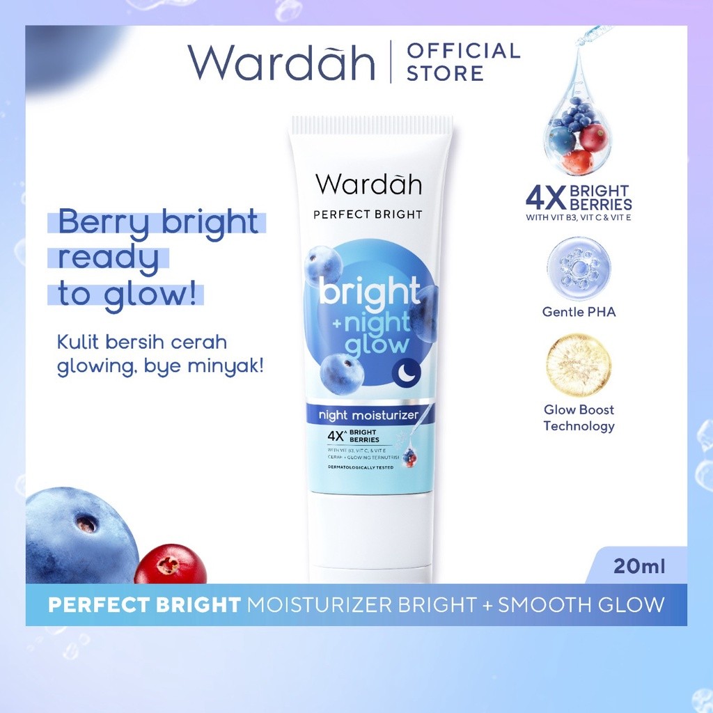 Wardah Perfect Bright Bright + Night Glow Night Moisturizer 20 ml - Paket Twinpack