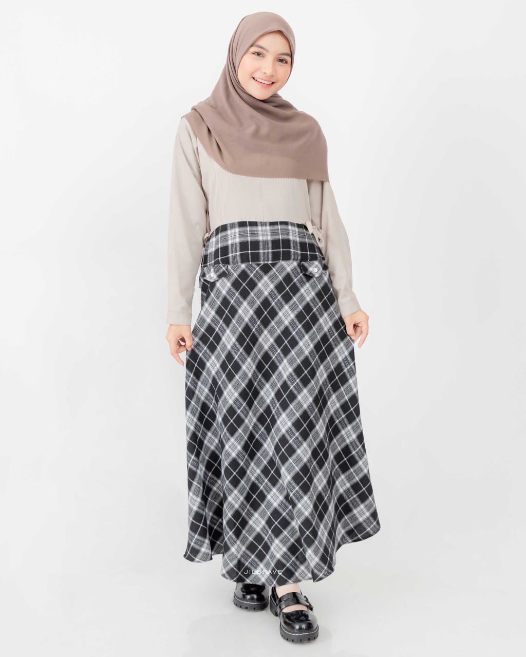 Jual JILBRAVE Haruka Dress Model Rok Flanel Kotak-kotak Cantik | Shopee ...
