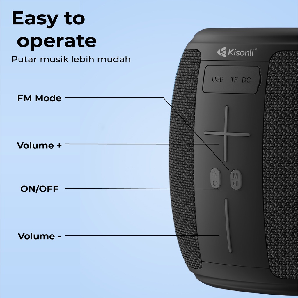 Jual KISONLI Speaker Bluetooth Portable Super Bass Q16 1200mAh | Shopee ...
