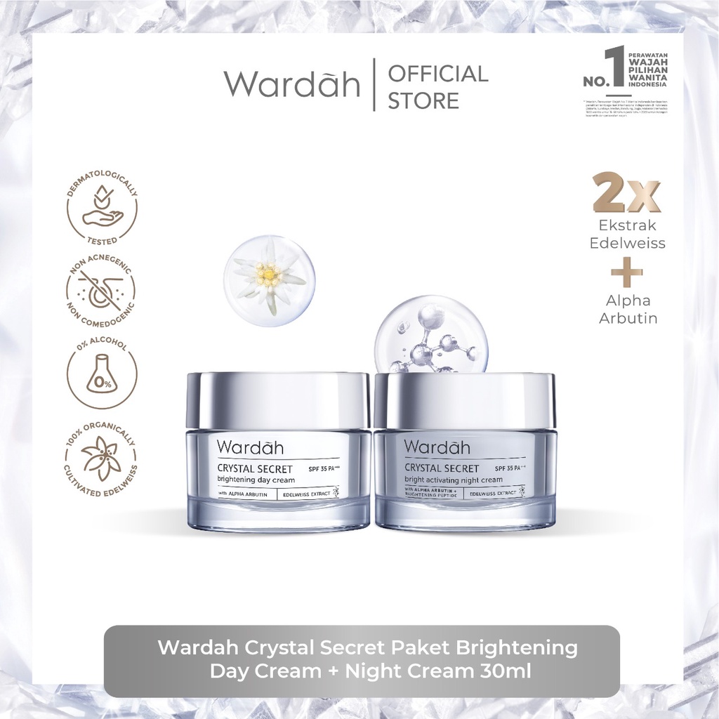 Wardah Crystal Secret Paket Brightening Day Cream + Night Cream 30 g