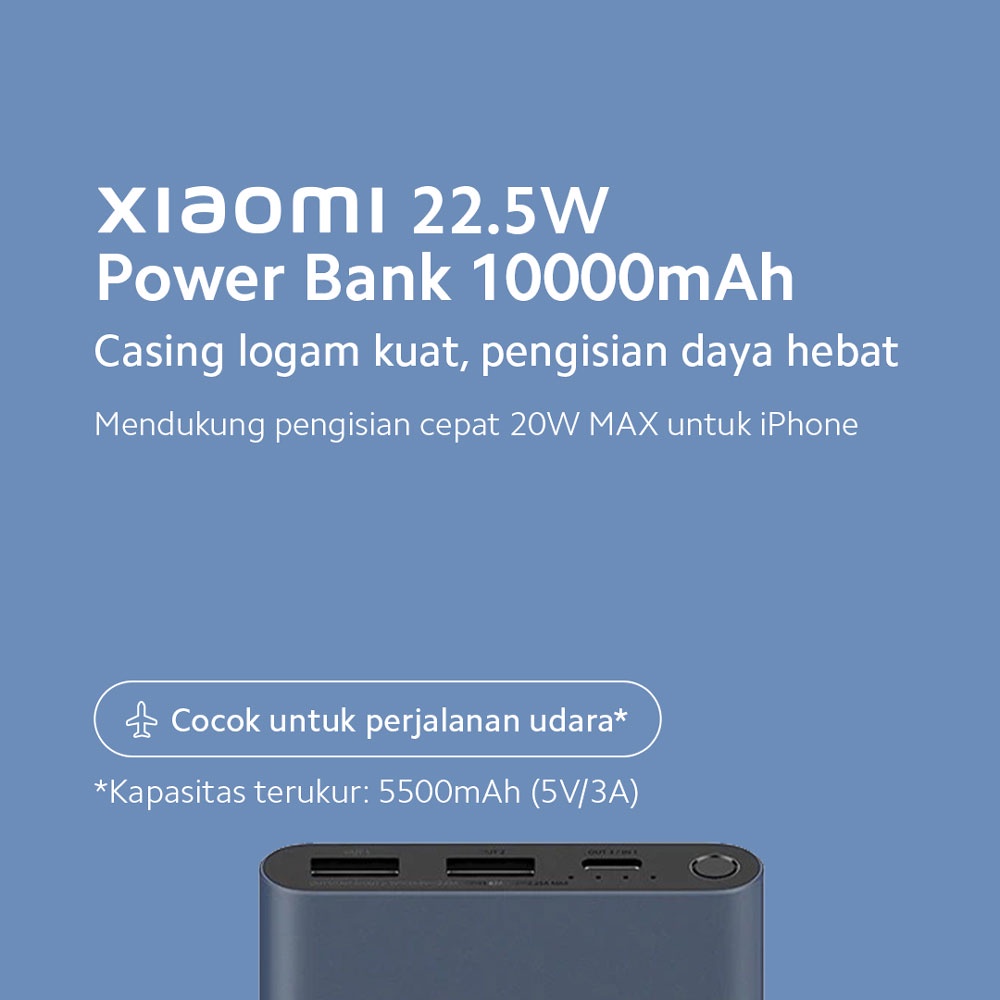 Jual Official Xiaomi 22.5W Power Bank 10000mAh Pengisian Cepat 22.5W MAX  Triple Port USB-A & Port USB-C Mendukung PD & QC3+