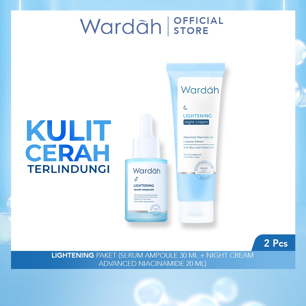 Jual Wardah Lightening Paket (Serum Ampoule 30 ml + Night Cream