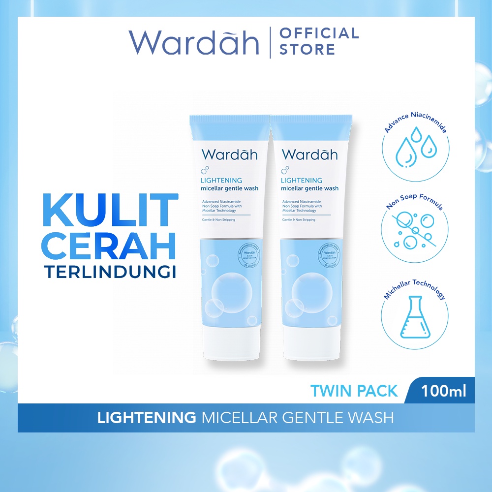Jual Wardah Lightening Micellar Gentle Wash 100 ml Twinpack Facial