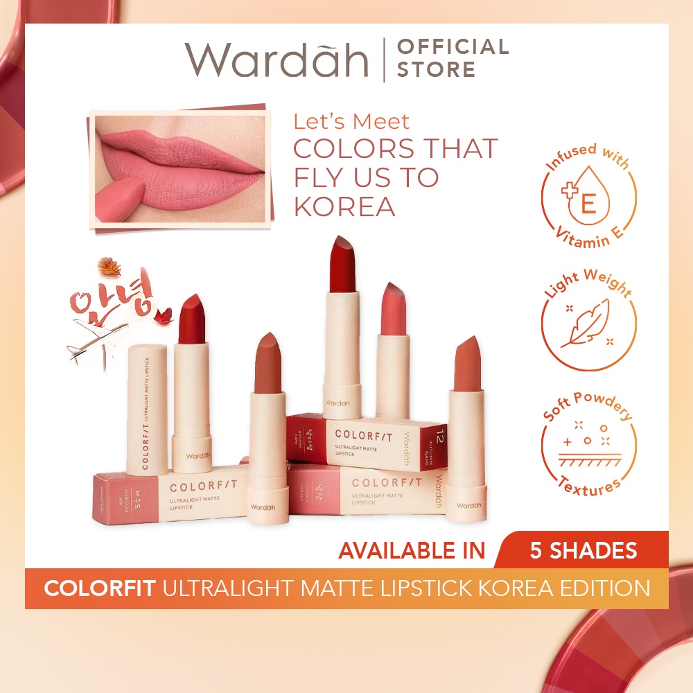 Wardah Colorfit Ultralight Matte Lipstick - Korean Limited Edition - Lipstick Tahan Lama Hingga 8 Jam - Dilengkapi Vitamin E - Ringan dan Lembut di Bibir