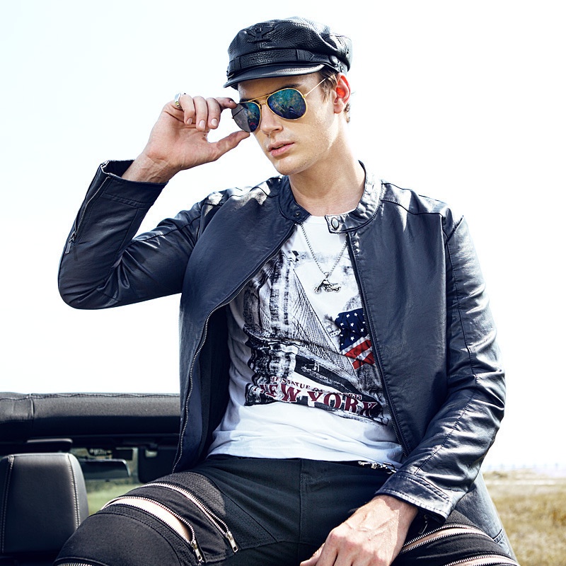 JACKET RACING 2021 Spring and Autumn New Men's Leather Clothing British  Men's Motorcycle PU Leather Jacket