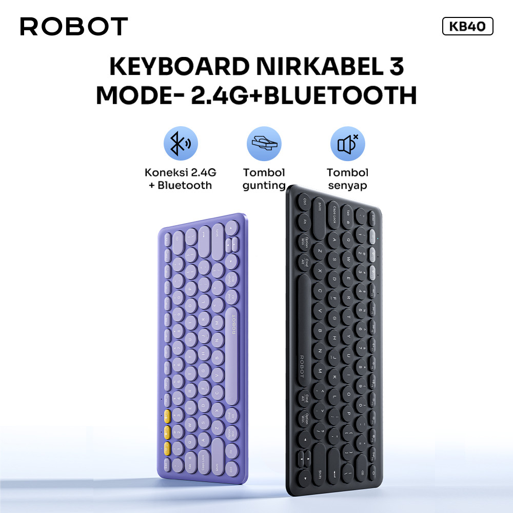 Jual ROBOT KB40 Keyboard Wireless 3 Koneksi Bluetooth USB Silent Keys ...