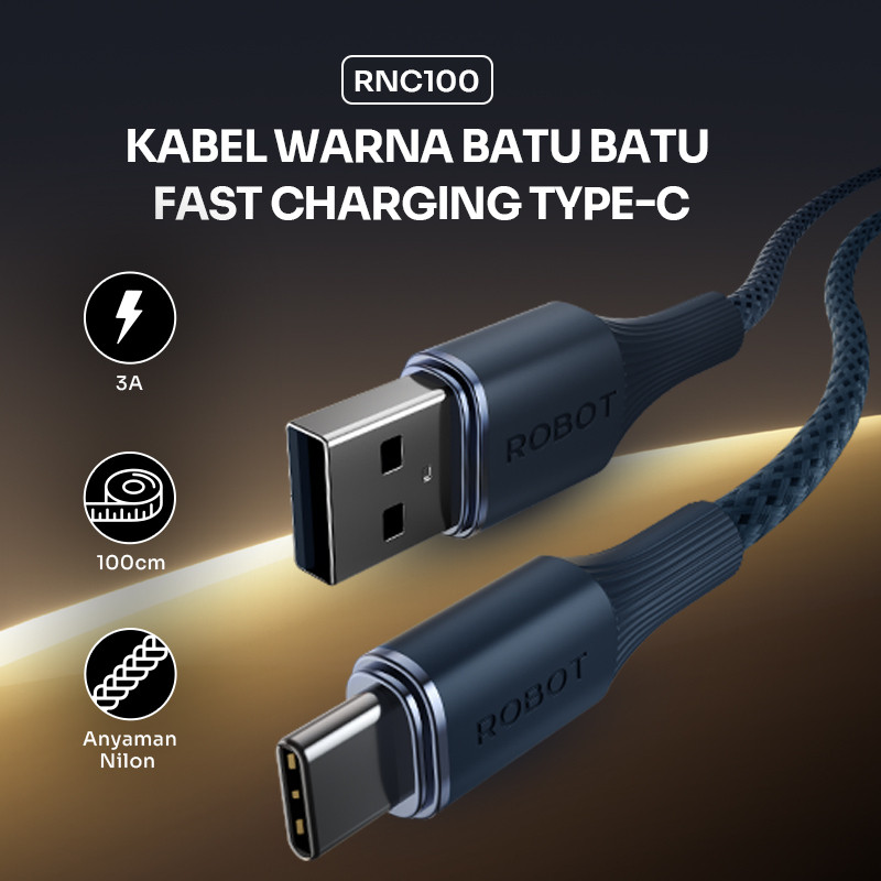 Jual ROBOT Kabel Data USB Fast Charging Type C Micro Lightning 480Mbps ...