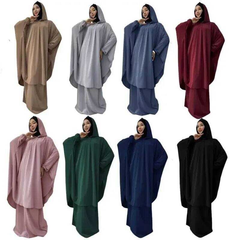 Jual Muslim Wanita Hijab Besar Rok Gaun Doa Warna Solid Jubah Longgar ...